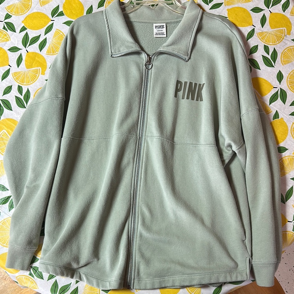 Pink Green Zip-Up Jacket